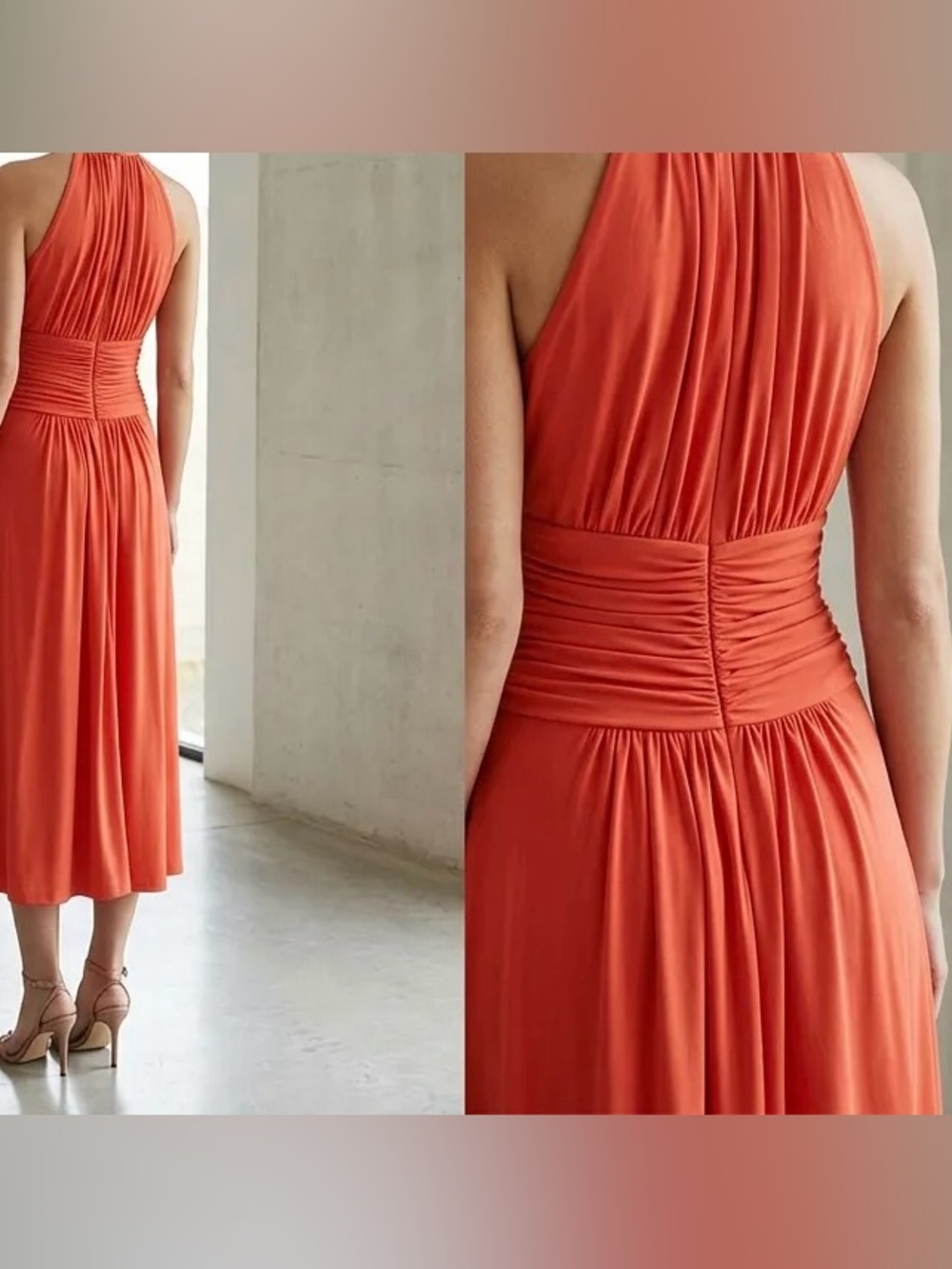 Jones Wear Midi Coral Dress Sz 12 Formal Elegant 
 Vibrant Party Wedding guest - Picture 6 of 10
